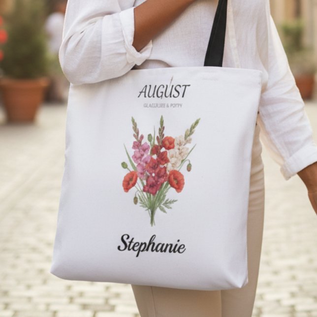 Bolsa Tote Romantic Gladiolus & Poppy August Birth Month (Romantic Gladiolus & Poppy August Birth Month Tote)