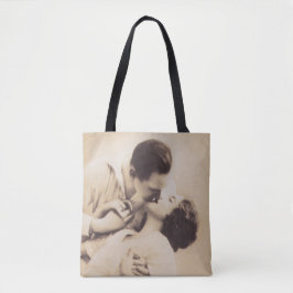 Bolsa Tote Romantic Love Couple Kissing vintage illustration