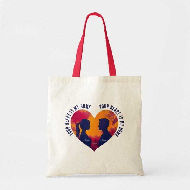 Bolsa Tote Romantic Silhouette Heart "Your Heart Is My Home"  (Frente)