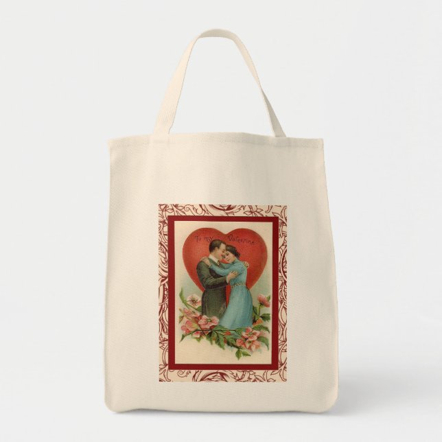 Bolsa Tote Romantic Woman and Man in Valentine heart (Frente)