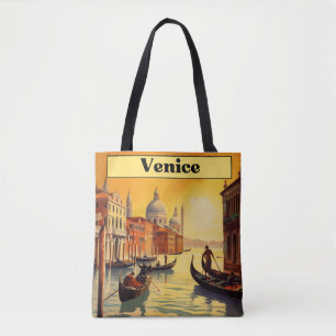 Bolsa Tote Romântica Hora Dourada Veneza Itália Viagem Vintag