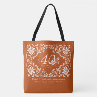 Bolsa Tote Romântico Burnt Orange 40º Aniversário de Casament
