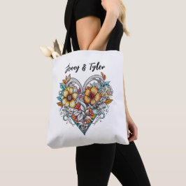 Bolsa Tote Romântico do Coração Floral Personalizado