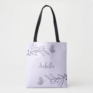 Bolsa Tote Romântico elegante floral lilás 