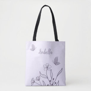 Bolsa Tote Romântico elegante floral lilás 