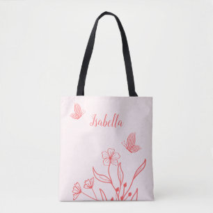 Bolsa Tote Romântico elegante floral rosa coral