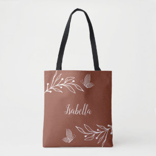 Bolsa Tote Romântico elegante terracota floral