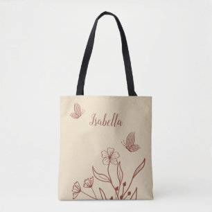 Bolsa Tote Romântico floral terracota elegante