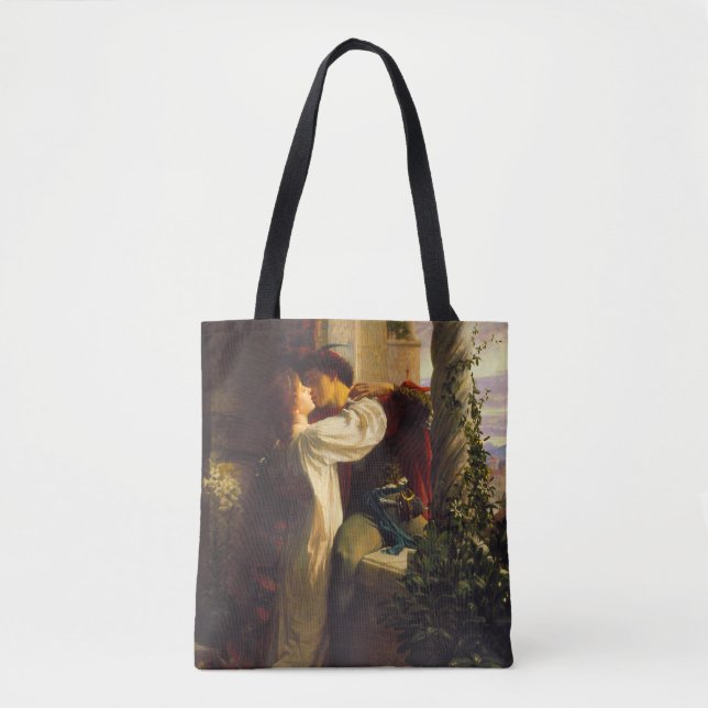Bolsa Tote Romeu e Julieta c. 1884 por Sir Frank Dicksee (Frente)
