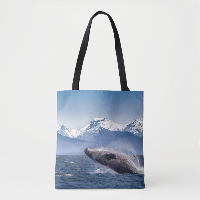 Bolsa Tote Rompendo a baleia de Humpback em Alaska (Frente)