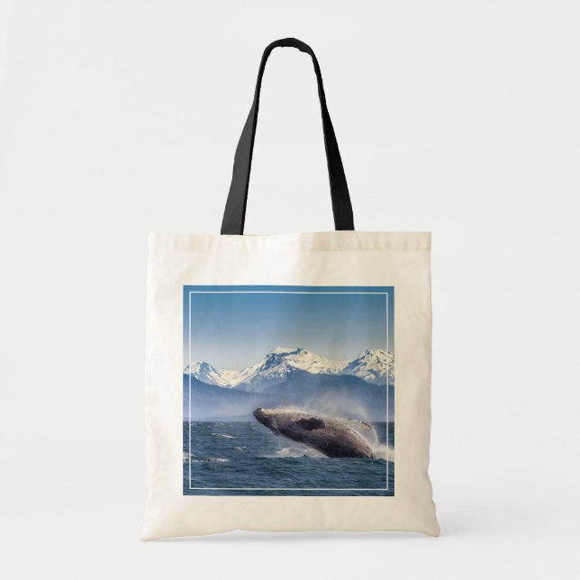 Bolsa Tote Rompendo a baleia de Humpback em Alaska (Frente)