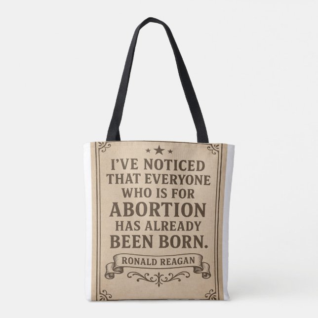 Bolsa Tote Ronald Reagan Abortion Quote (Verso)