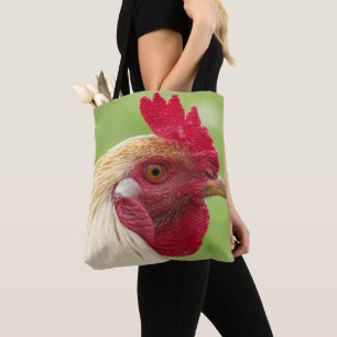 Bolsa Tote rooster, chicken, animal, bird, design, farm,