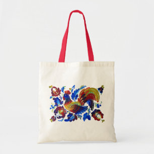 Bolsa Tote Rooster Petrykivka - Arte ucraniana