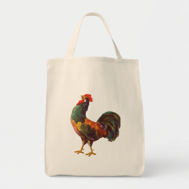 Bolsa Tote Rooster Vintage Cochen Art (Frente)