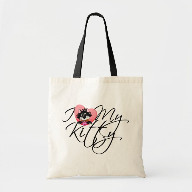 Bolsa Tote Rosa, adoro meus Camisetas e presentes Gatinhos (Frente)