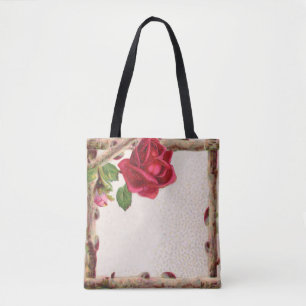 Bolsa Tote Rosa antiga vintage rústica vitoriana clássica ant