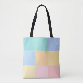 BOLSA TOTE ROSA AZUL AMARELO VERDE PASTEL QUADRADOS & PONTOS