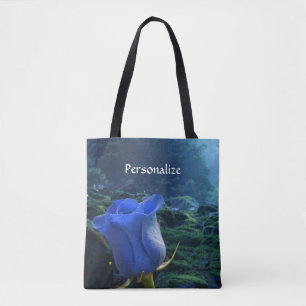 Bolsa Tote Rosa azul surreal na floresta mágica personalizar