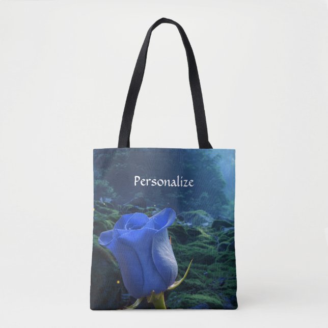 Bolsa Tote Rosa azul surreal na floresta mágica personalizar (Frente)