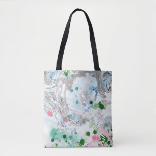 Bolsa Tote Rosa Azul Verde Branco Moderno Abstrato Tendência