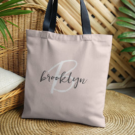 Bolsa Tote Rosa Bege Branco Monograma