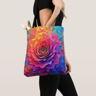 Bolsa Tote Rosa Bloom Abstrata de Baixo Poli