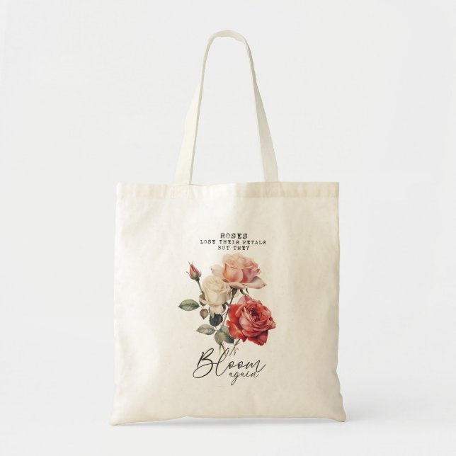 Bolsa Tote Rosa Bloom Novamente Inspiracional (Frente)