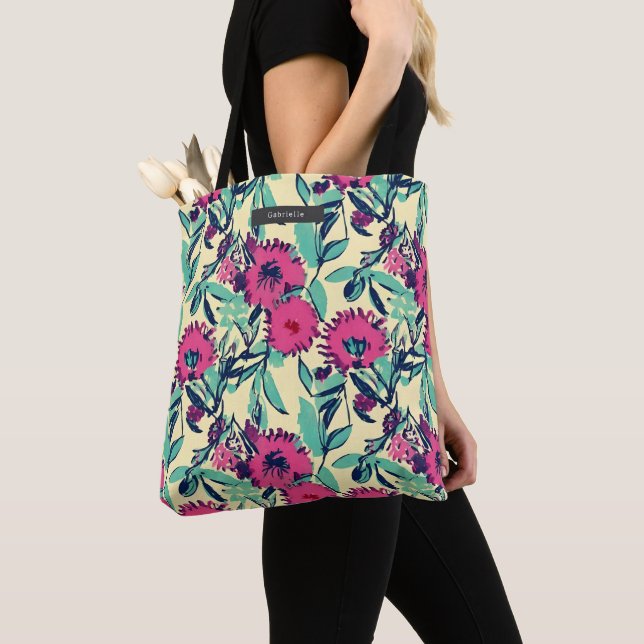 Bolsa Tote Rosa Botânica Floral (Close Up)