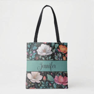 Bolsa Tote Rosa Branca e Rosa Elegante Personalizada