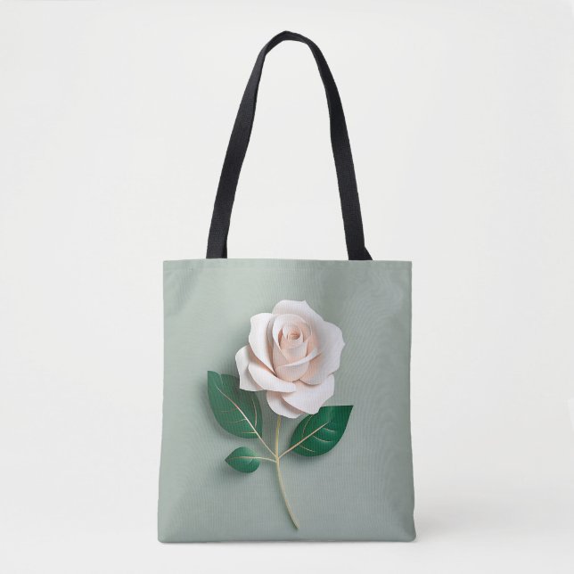 Bolsa Tote Rosa Branca Minimalista Em Verde (Frente)