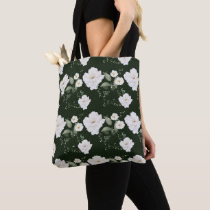 Bolsa Tote Rosa Branca na Banheira do Presente Floral Preta