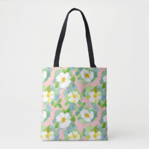 Bolsa Tote Rosa branco da flor do rosa Cherokee
