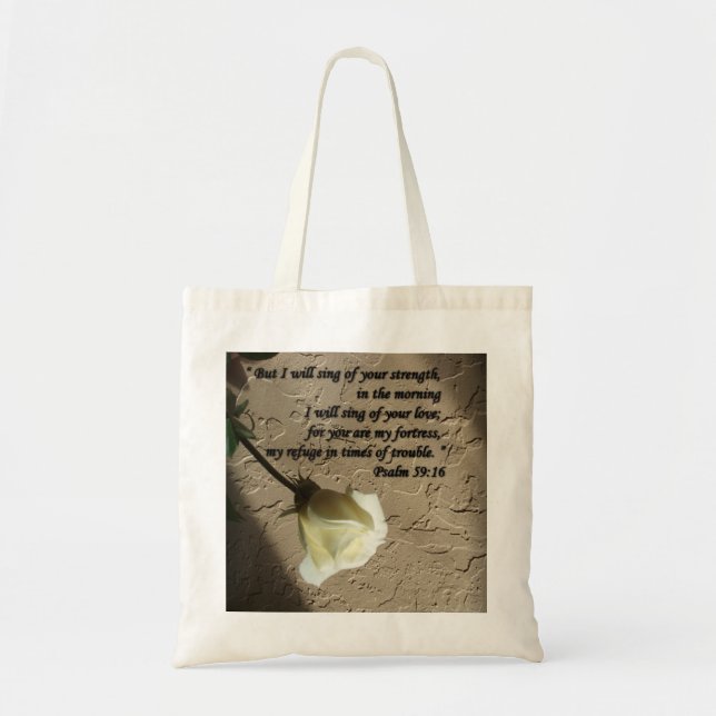 Bolsa Tote Rosa branco do 59:16 do salmo (Frente)