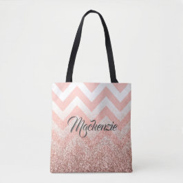 Bolsa Tote Rosa Chevrons e Glitter
