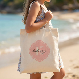 Bolsa Tote Rosa Claro Personalizado com Monograma