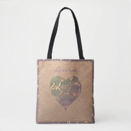 Bolsa Tote rosa Coppery Heart, 22º aniversário de casamento