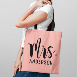 Bolsa Tote Rosa Corado Sra Caligrafia Monograma