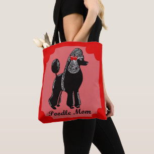 Bolsa Tote Rosa da mamã da caniche, vermelho, e sacola do