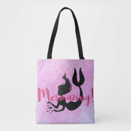 Bolsa Tote Rosa da silhueta da sereia de Mermazing Textured