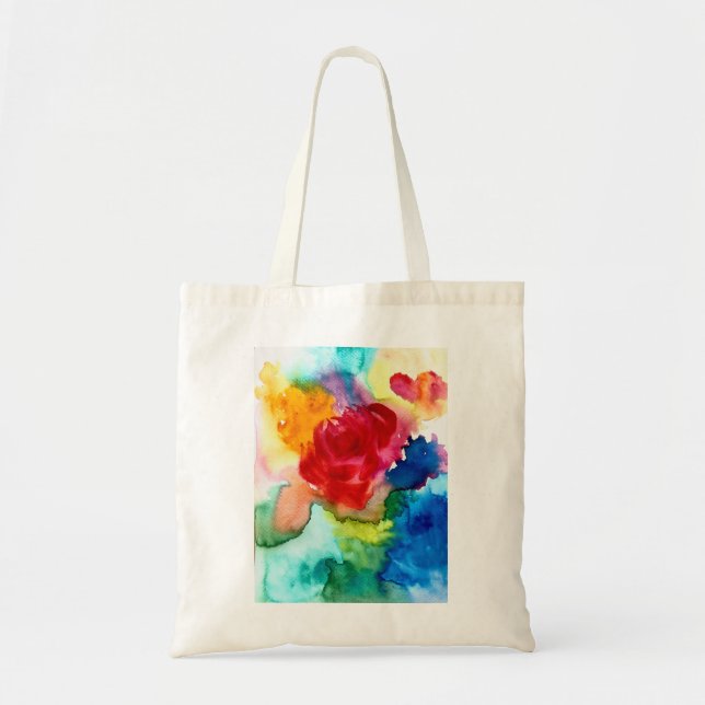 Bolsa Tote Rosa de abstrato de belas cores aquáticas (Frente)