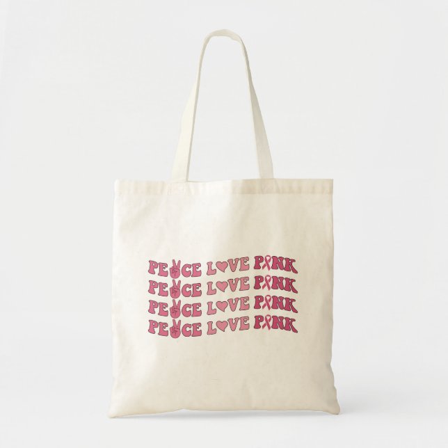 Bolsa Tote Rosa de Amor pela Paz (Frente)