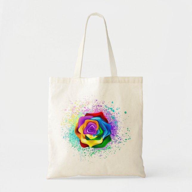 Bolsa Tote Rosa de arco-íris colorido (Frente)