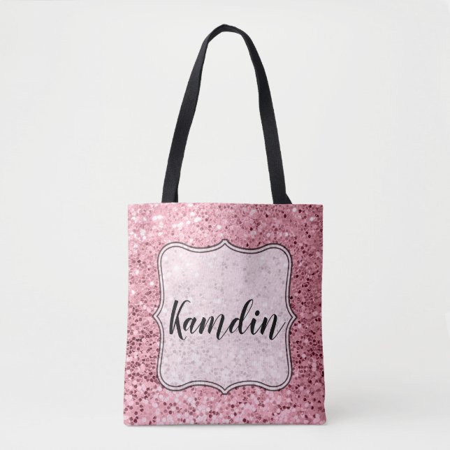 Bolsa Tote Rosa de barra de ferramentas personalizada com bri (Frente)