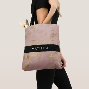 Bolsa Tote Rosa de cobre moderno elegante e mármore de ouro