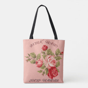 BOLSA TOTE ROSA DE COR DE ÁGUA VERMELHA E PINO DE DURO MAIS D
