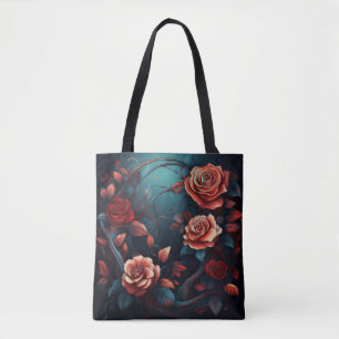 Bolsa Tote Rosa de entrelaçamento - Trabalho de arte Floral E