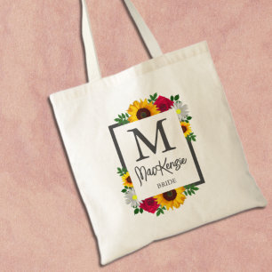 Bolsa Tote Rosa de Girassol Outono Floral Daisy Casamento Fes