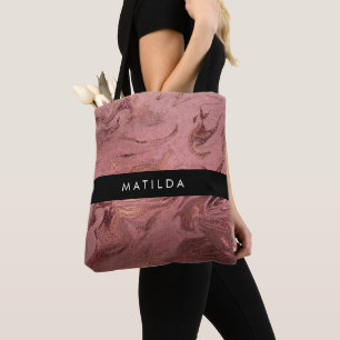 Bolsa Tote rosa de ouro e mármore vermelho, elegantes