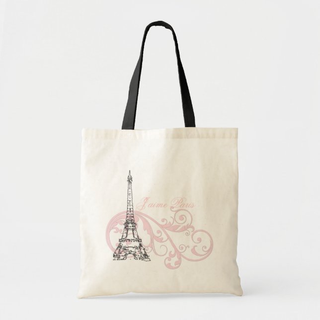 Bolsa Tote Rosa de Paris da torre Eiffel (Frente)